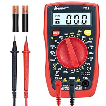 LESEHIY Digital Multimeter, DC AC Voltmeter Ohm Volt Amp Tester Meter, Measures Voltage Current Resistance Diode Battery, Tests Live Wire Continuity with Blacklight and Data Hold (L232)