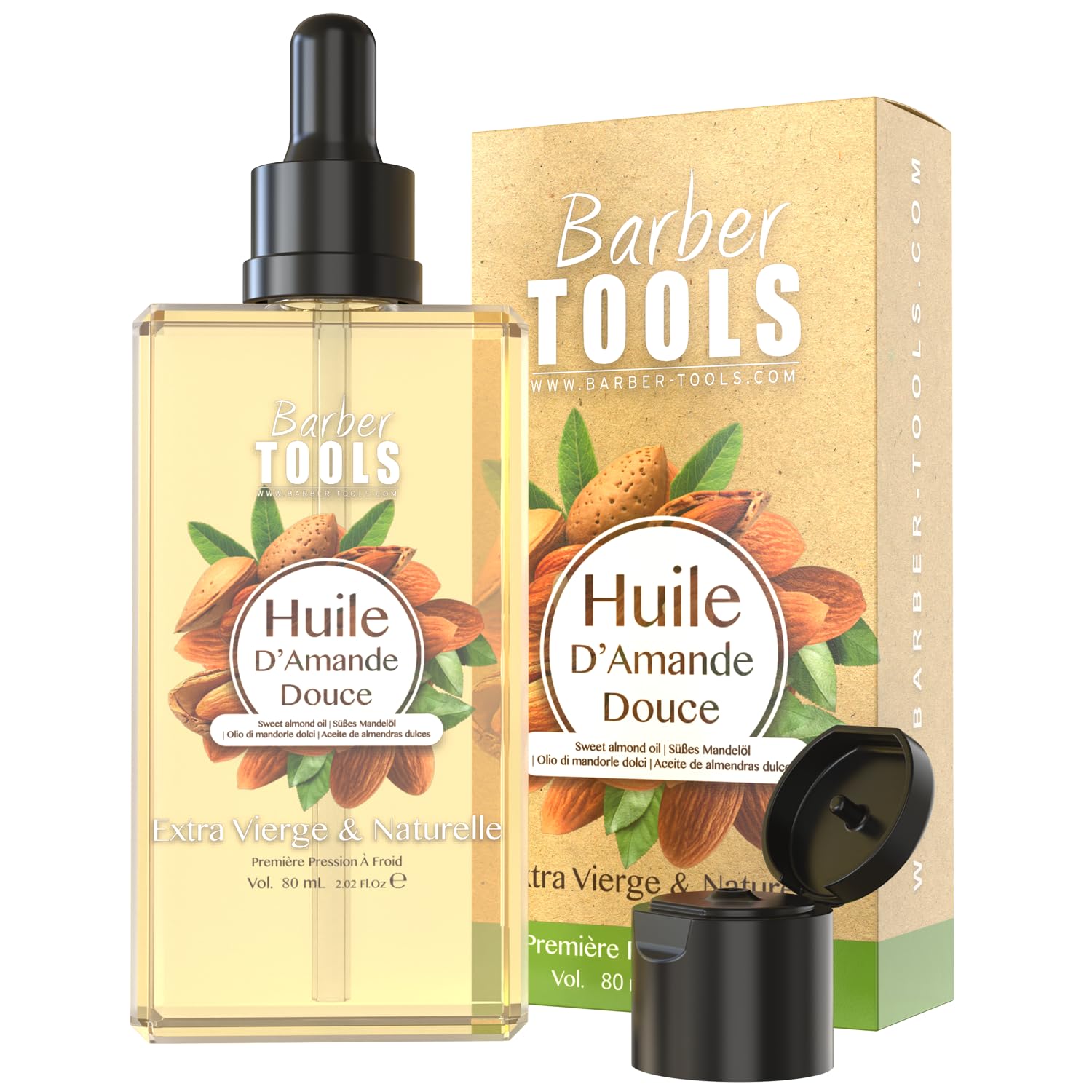 Aceite de Almendras Dulces | 100% Puro, Natural y Prensado en Frío | Cara, Cuerpo, Cabello, Uñas | Aceite de Almendras Dulces | (80 ml)