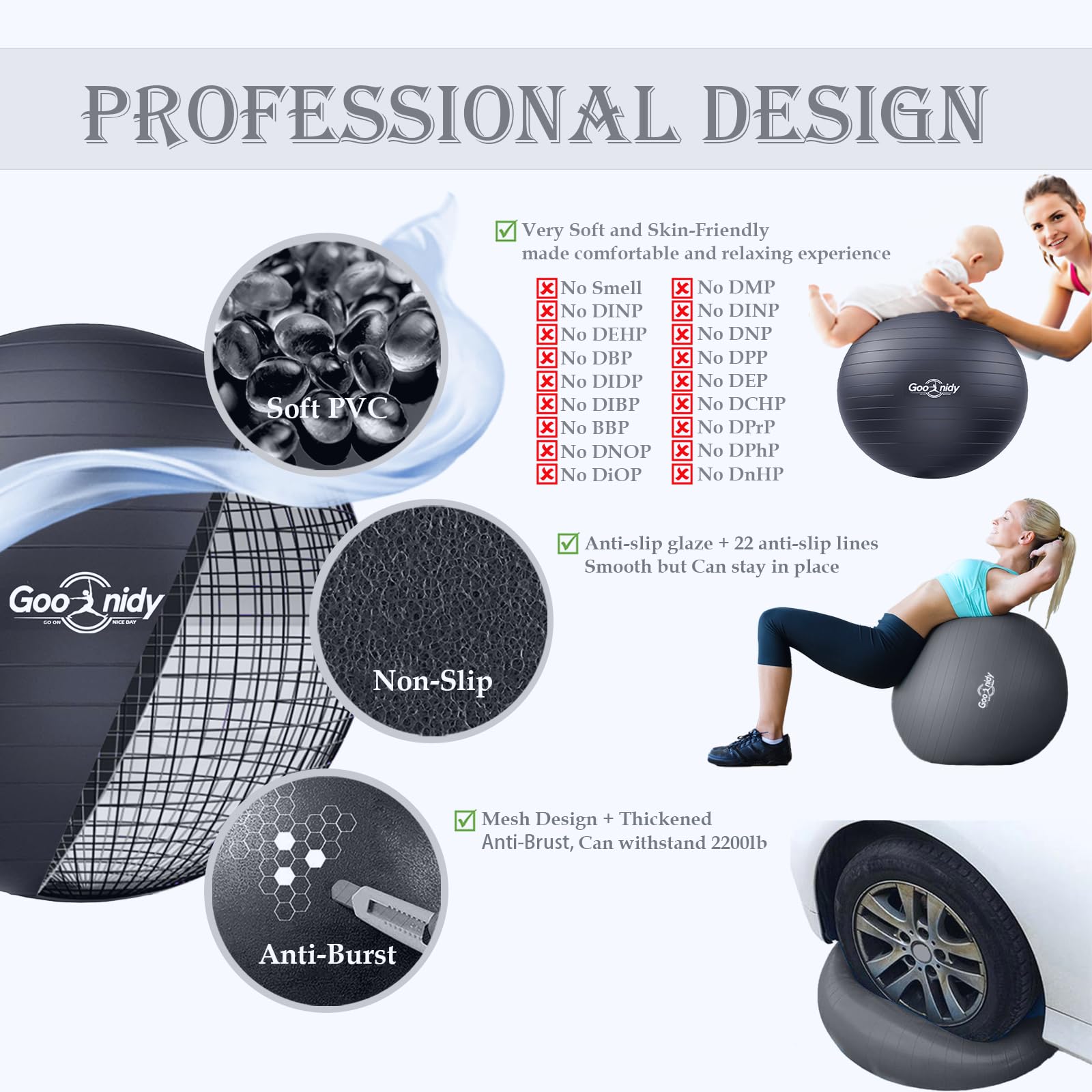 Gros Ballon Grossesse Gonflable Swiss Ball Chaise Femme Enceinte Pilates Gym Yoga Fitness Ergonomique