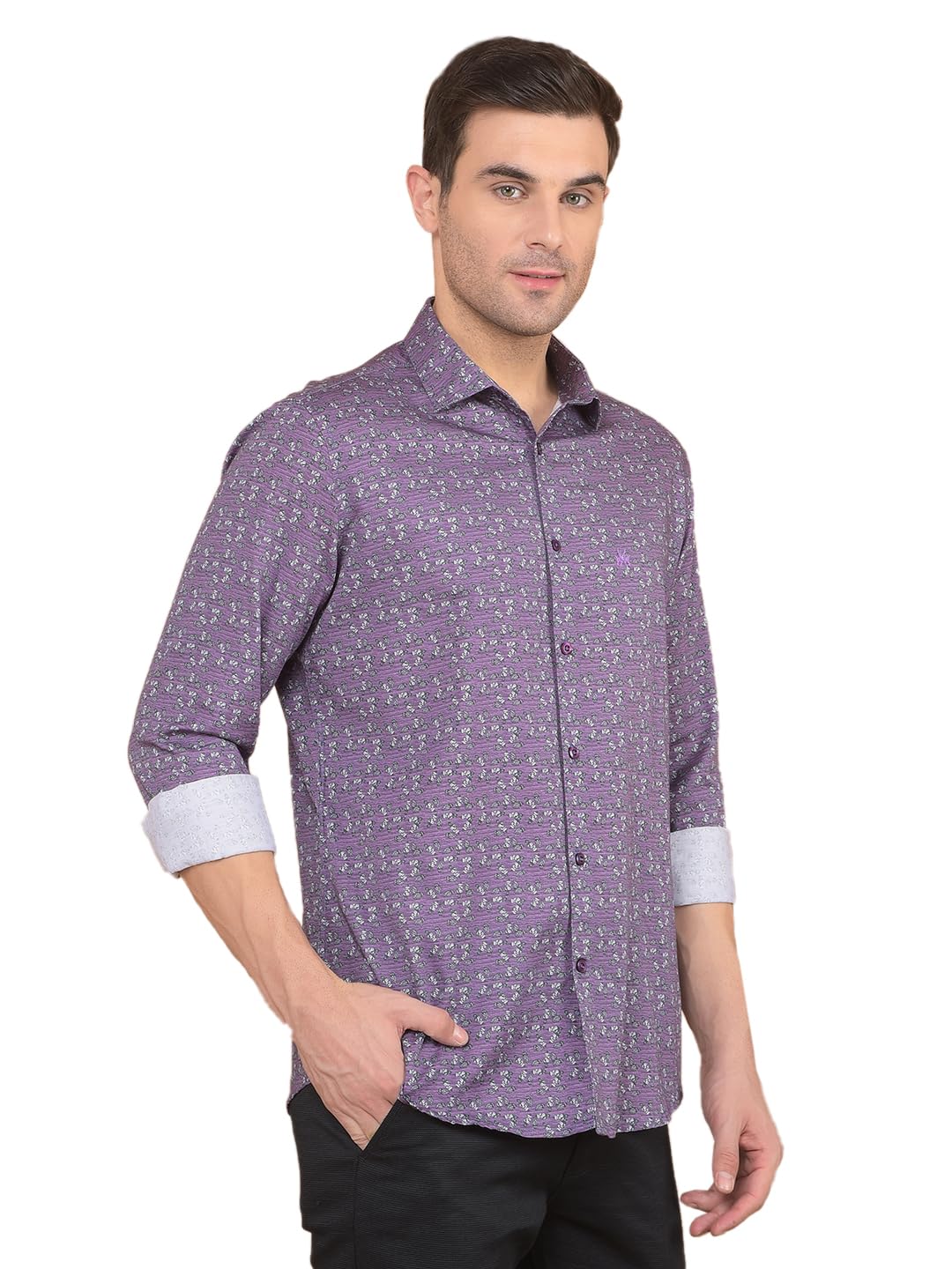 crimsoune club Men's Purple Printed 100% Cotton Shirt-picture-33
