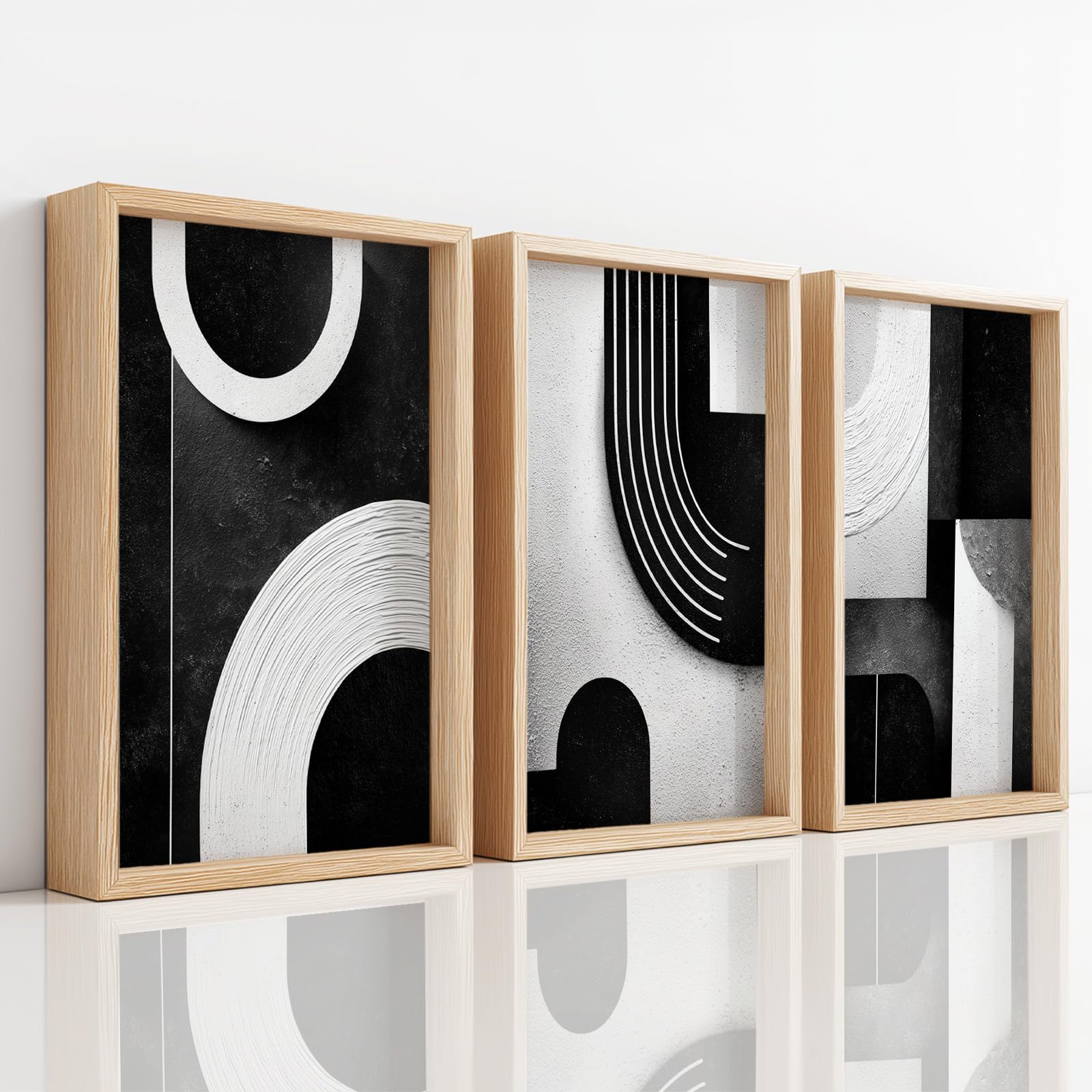 Generisch Juego de 3 lienzos para habitación infantil, niña y niño, pósteres abstractos minimalistas de alta calidad, impresiones artísticas de pared, líneas en bloque de color, arco sin marco (50 x