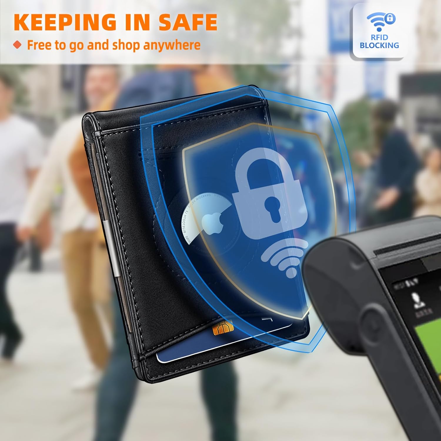 Mens Wallet For Airtag or Standard Use,KEMISANT Slim Front Pocket Wallet for Gift Men 11 Cards RFID Blocking - Image 9