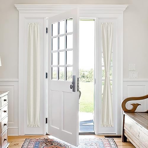 PONY DANCE Cortinas de puerta de 80 pulgadas de largo, mezcla de lino natural, persianas francesas para puerta de vidrio, 25 x 80 pulgadas, color