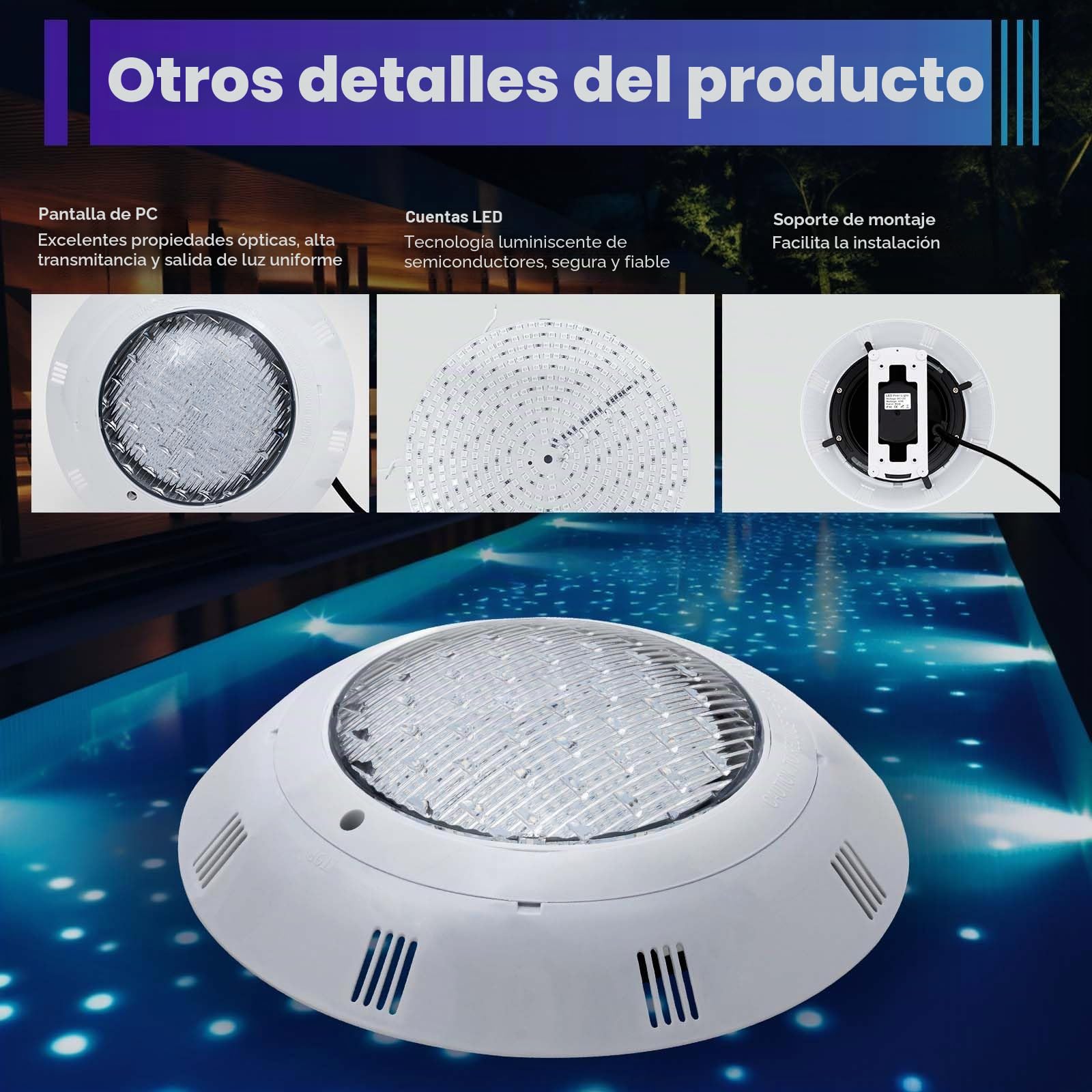 OUKANING 12V 45W 450 LED Foco RGB Piscina Iluminación de Piscina Iluminación de Estanque