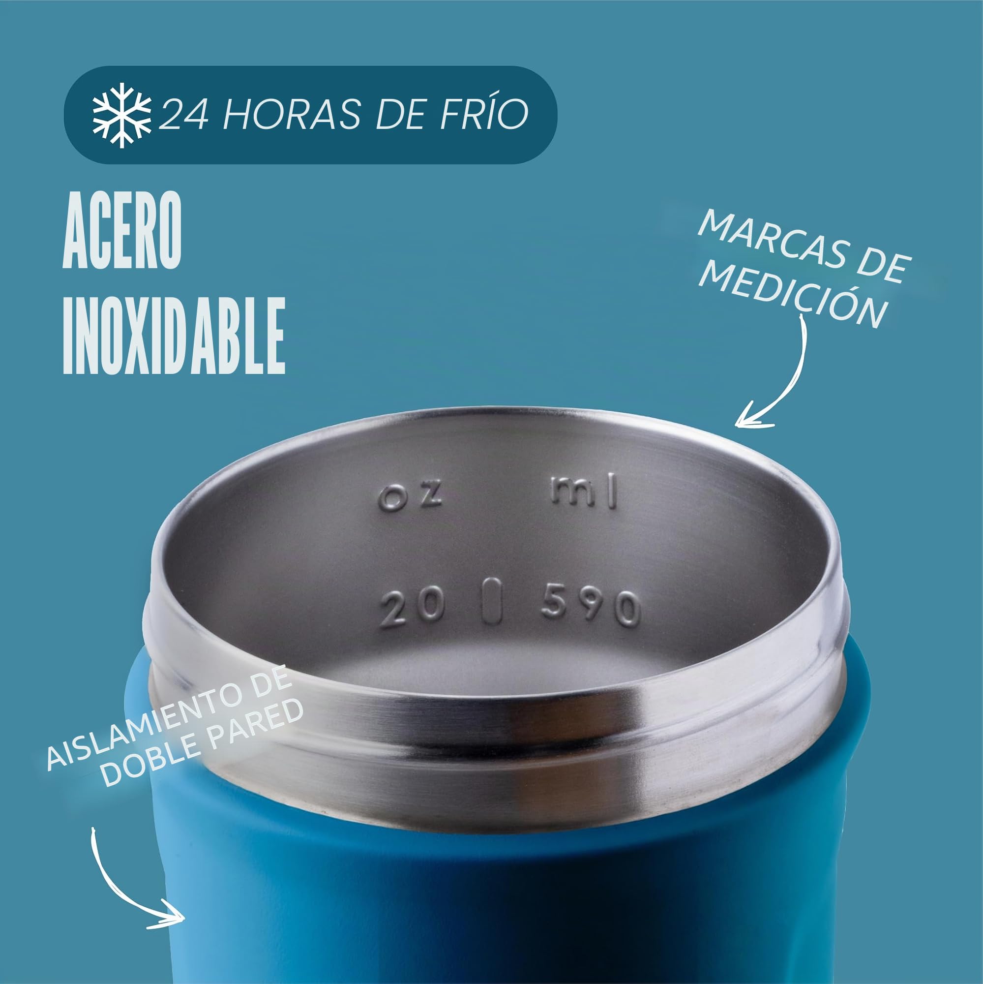 BlenderBottle Strada - Botella térmica de acero inoxidable con BlenderBall, coctelera de proteínas y agitador de fitness, sin BPA, doble pared, aislado al vacío, color azul océano, 375 g