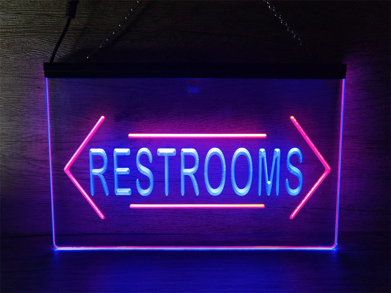 REWIS Señal de neón LED con guía de Entrada al baño, Luces de neón grabadas en 3D de Doble Color USB Personalizadas, para Bar, Centro Comercial, baño, Colgante Decorativo Regulable,A,40x30cm