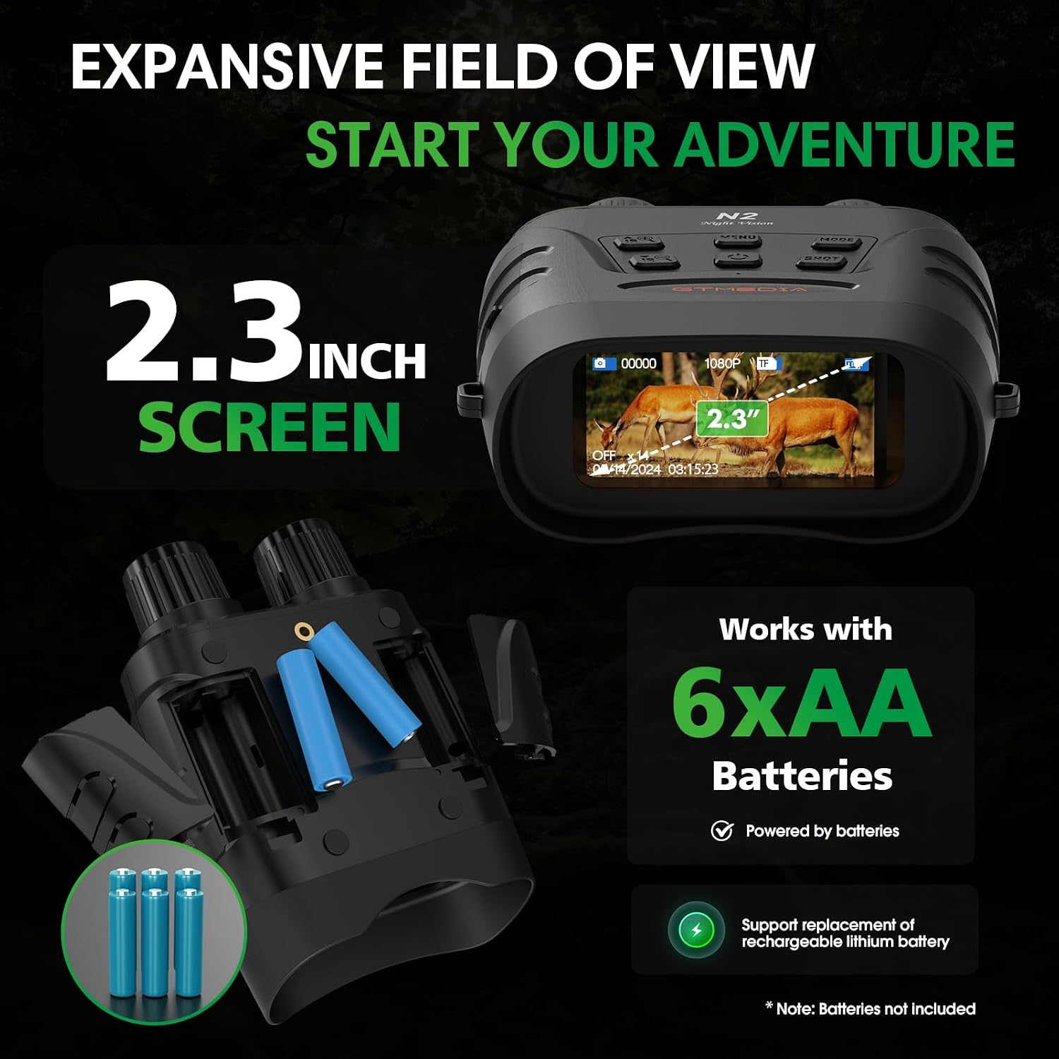 4K Night Vision Goggles, Infrared Night Vision Binoculars for Adults, HD Large Screen Binoculars can Save Photo and Video with 32GB TF Card, Camping & Hunting
