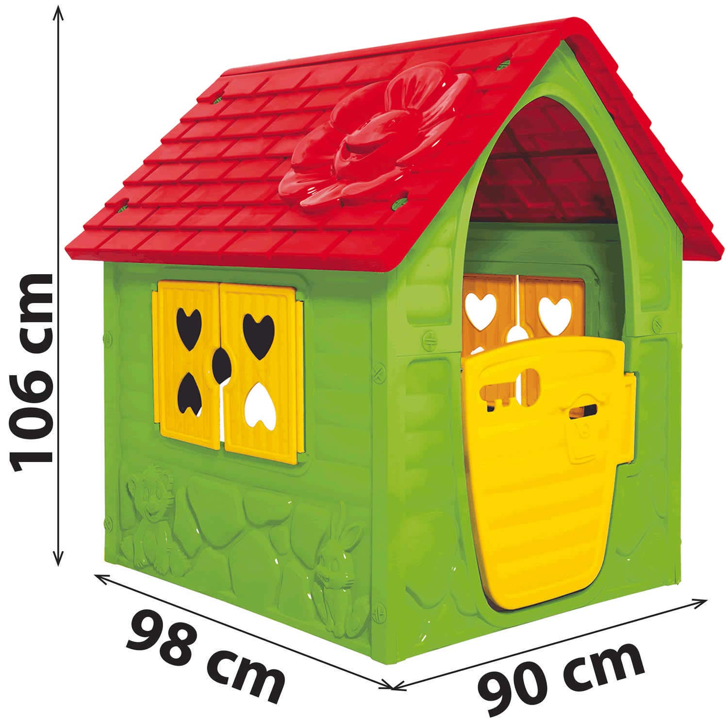 Dohany Spielhaus grün rot Kinderspielhaus Gartenhausmit Rutsche120 cm Indoor Outdoor +2J