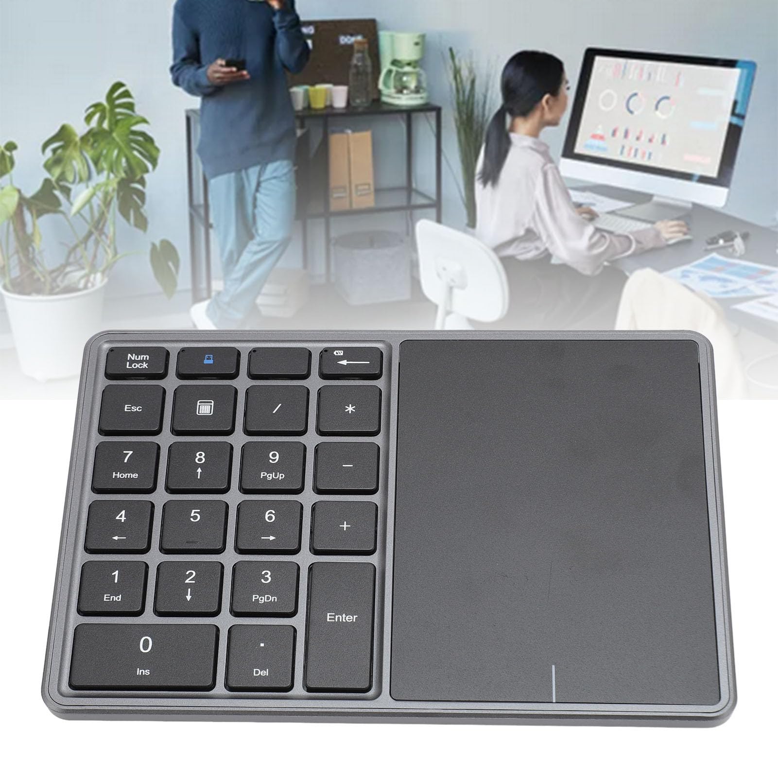Pavé Numérique sans Fil, pavé Numérique sans Fil 22 Touches avec pavé Tactile, Clavier Numérique Bluetooth sans Fil 2,4 G pour Windows pour iOS pour Android pour OS X (Gris foncé)