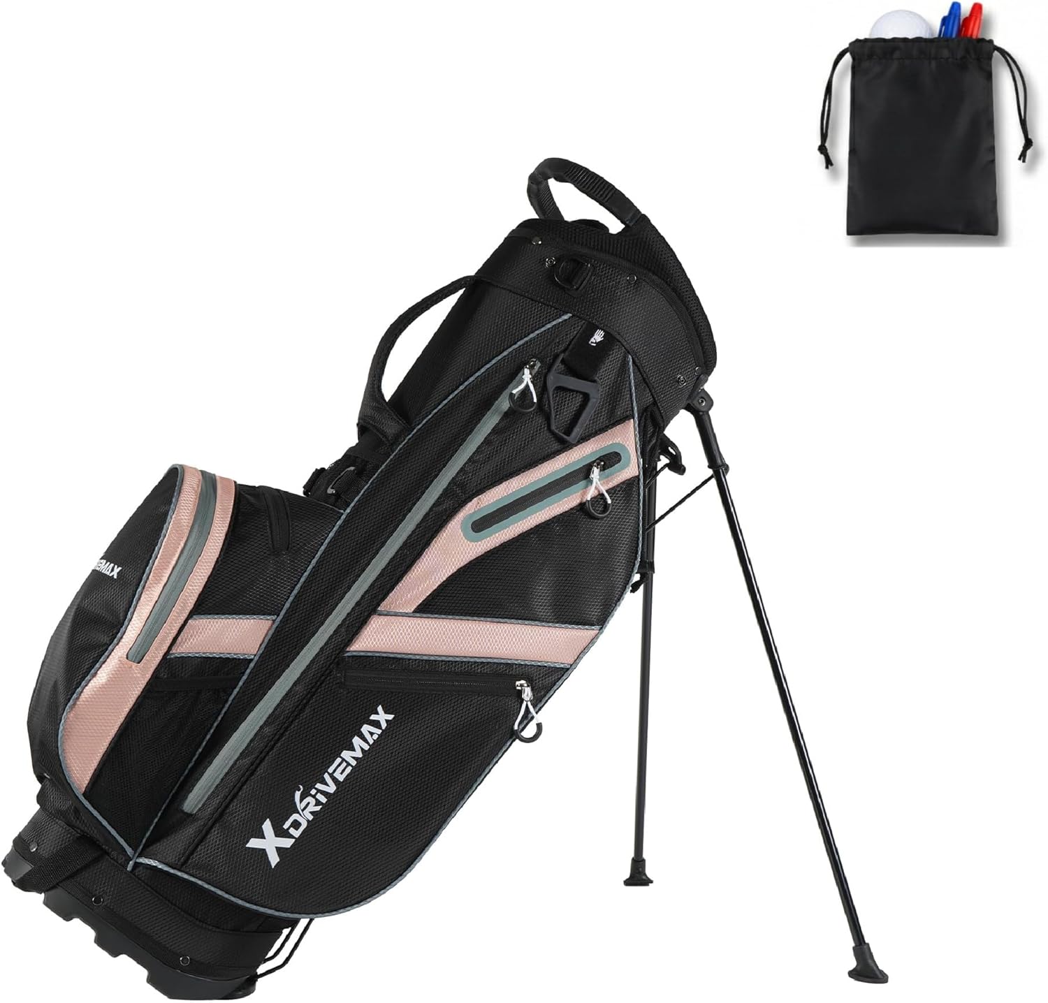 Golf Stand Bag, Lightweight Golf Bag with 8-Way Top Dividers, Golf Bag for Men & Women with Adjustable Dual Strap, Rain Cover, Cooler and Golf Accessory Kit Pink