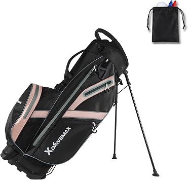 XDriveMax Golf Stand Bag, Lightweight 8-Way & 5-Way Top Dividers Golf Bag with Stand, Includes Insulated Cooler Pocket, Dual Strap & Rain Cover