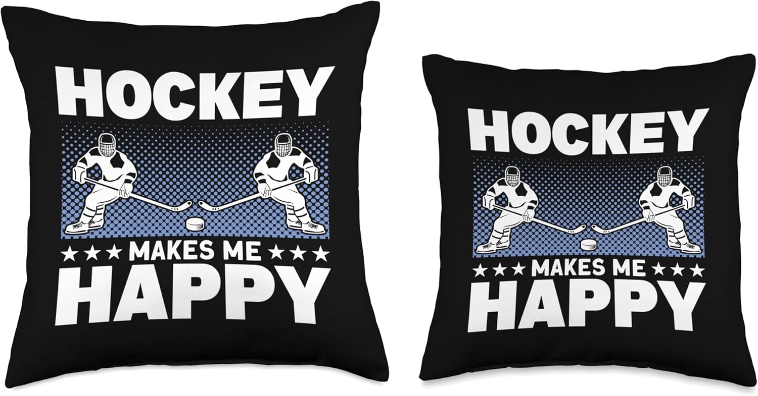 Hockey Makes Me Happy - Ice Hockey Throw Pillow