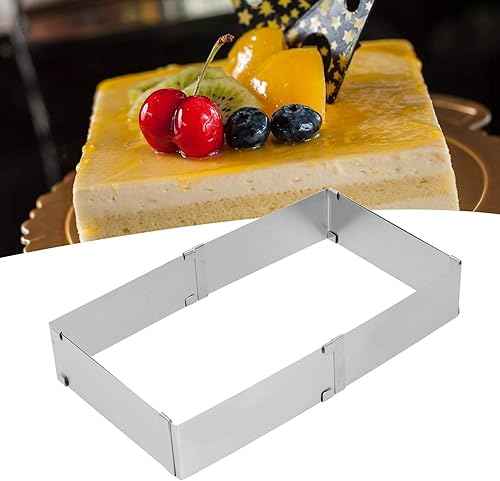 Miniatura 2 de Molde cuadrado ajustable para tartas, rectángulo de acero inoxidable, cortador de estaño para mousse tiramisú (grande (16  11.0 in)