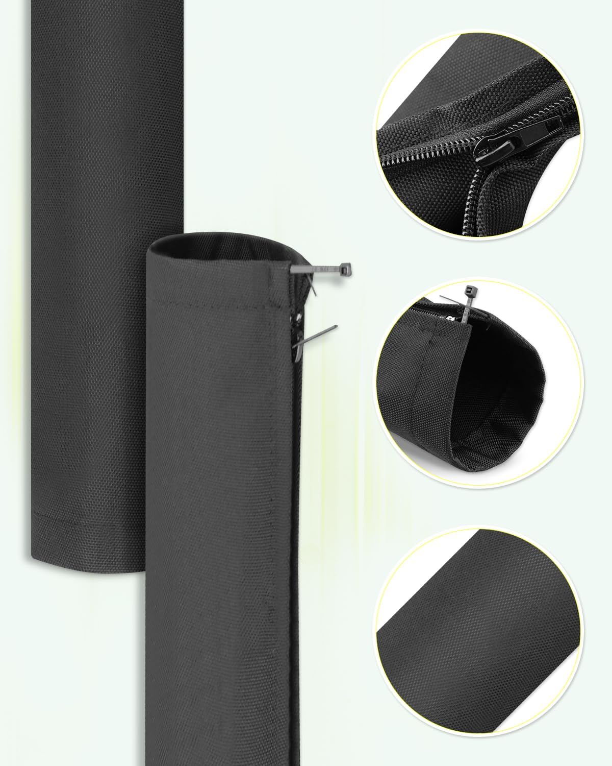 48-Inch Long Black Zippered Rigging Sleeve, ZRS-1-DP Casing, Trolling Motor Cable Organizer Sleeve 2PCS