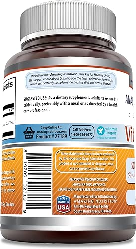 Miniatura 2 de Amazing Formulas Vitamina B6 Piridoxina 50mg 250 tabletas Suplemento | Sin OMG | Sin gluten | Fabricado en Estados Unidos