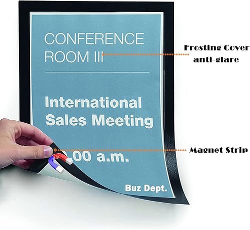 Miniatura 4 de JIUYE Soporte magnético para documentos de 8 12 x 11 pulgadas, parte trasera con cinta magnética, marco de exhibición magnético para