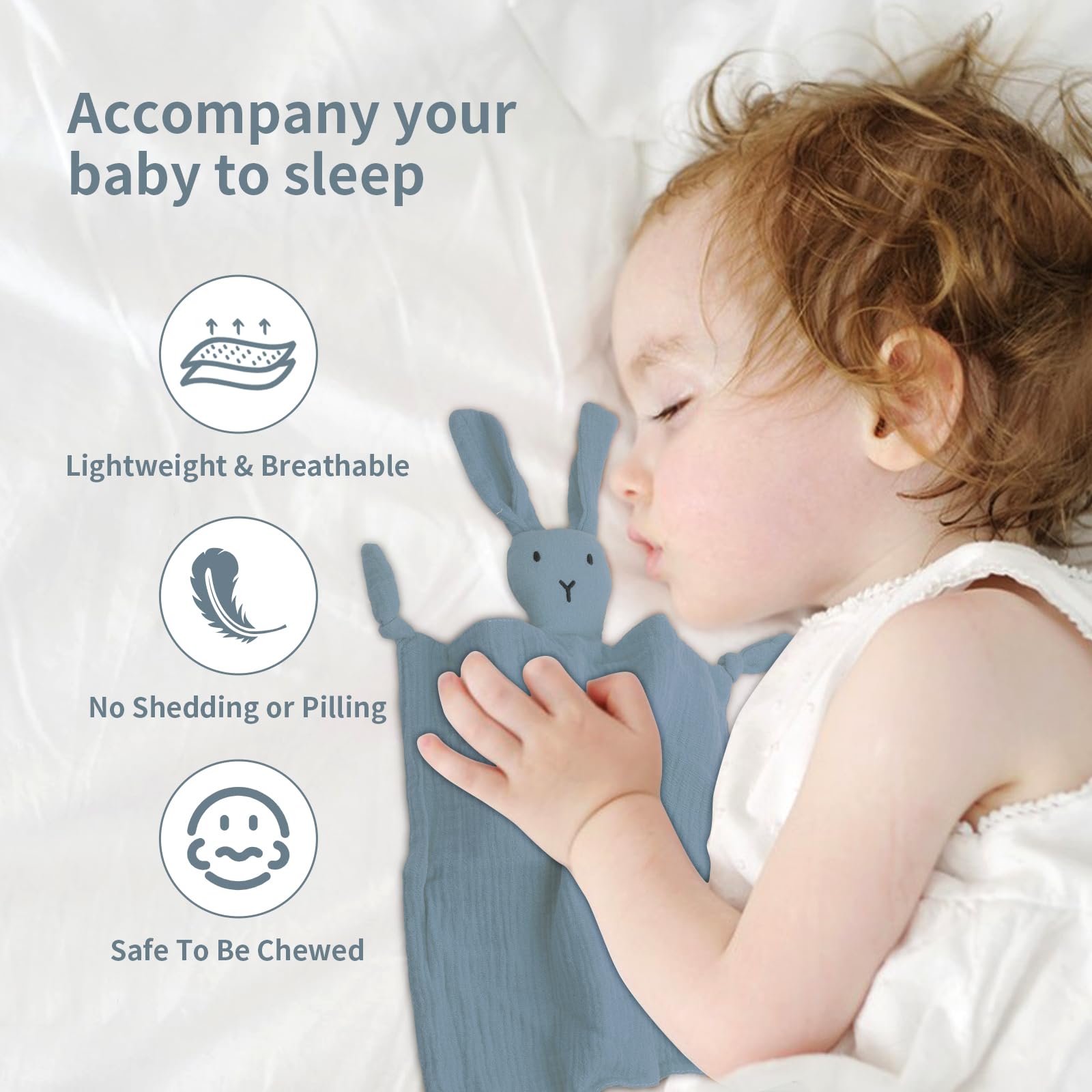 ORUZA Baby Comforters - Rabbit Baby Blanket for Infant Toddler Newborn Boys and Girls (Blue), Baby Size - Image 4