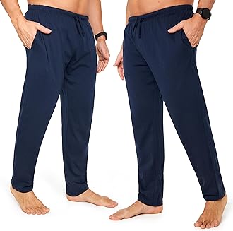 CityComfortMens Pyjama Bottoms - Jersey Lounge Pants with Pockets, Pack of 2