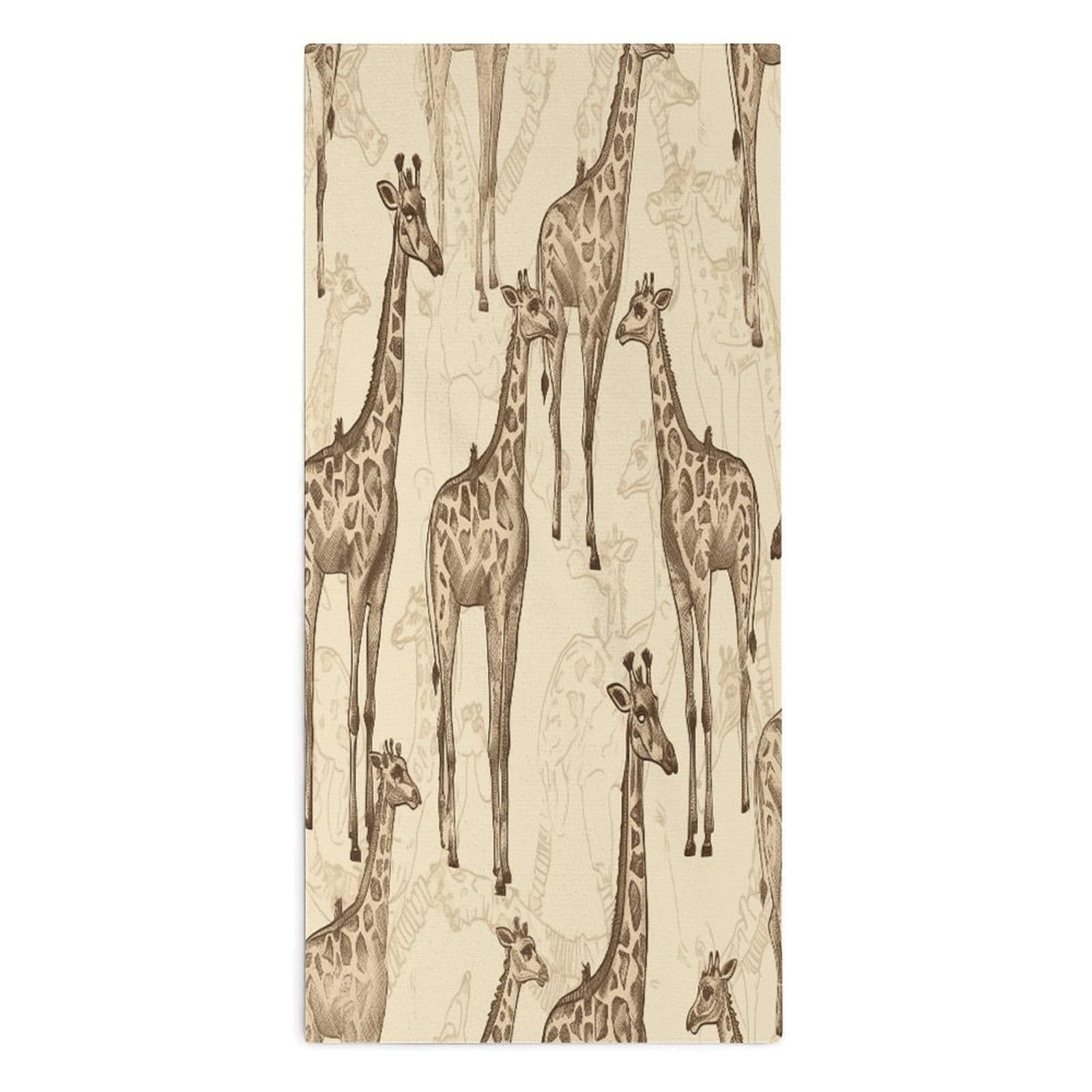 Btcowzrv Style Hand Drawn Giraffes Bath Towel Beach Towels Shower Towel