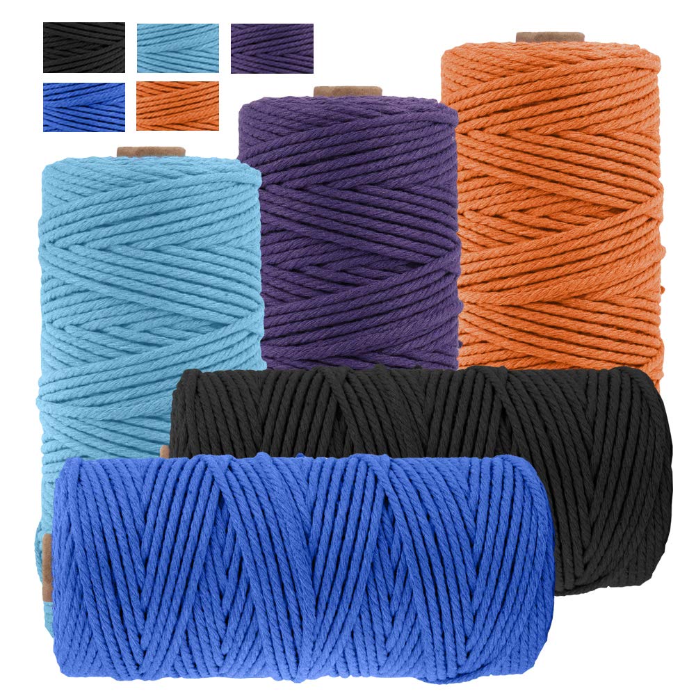 Jeogyong C Pack Of 5 Macrame Ord Set, Thick Natural Otton Ord Yarn 4 Strands Macrame Rope For Wall Hangings, Plant Hangers, Diy Rafts, Home Decorations, Gift Wrapping 3Mm X 109 Yards (5 Olor )