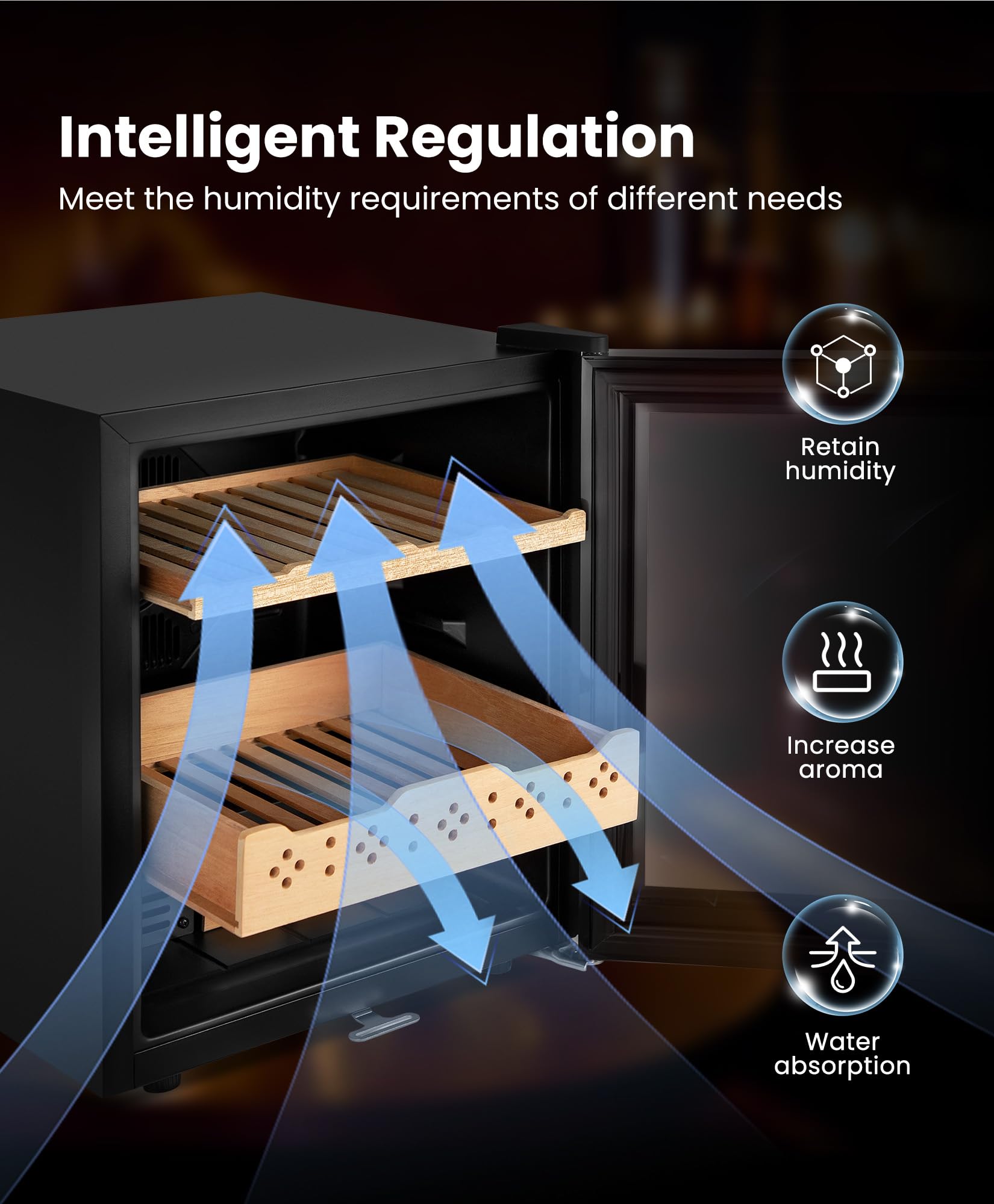 RLPI Electric Cooler Cabinet 50L,Desktop Humidor with Smart Humidity & Temp Digit Control System,Spanish Wood Shelves 350 Capacity for Gift for Men on Fridge.com