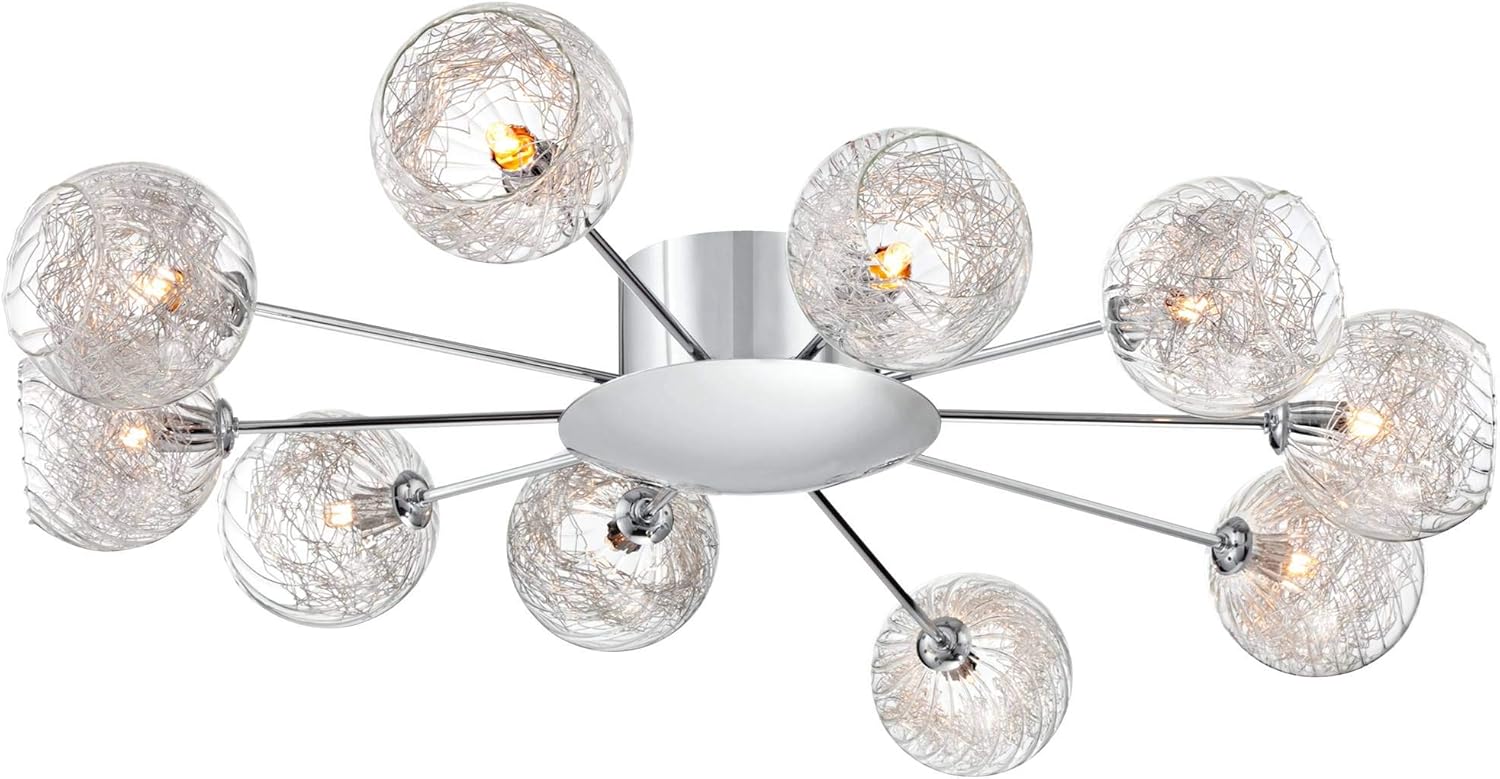 Get Special Price Wired Modern Ceiling Light Flush Mount Fixture Sputnik Chrome 38 Wide 10-Light Glass Orb for Bedroom Kitchen Living Room Hallway Bathroom - Possini Euro Design Featured Product Wired Modern Ceiling Light Flush Mount Fixture Sputnik Chrome 38 Wide 10-Light Glass Orb for Bedroom Kitchen Living Room Hallway Bathroom - Possini Euro Design