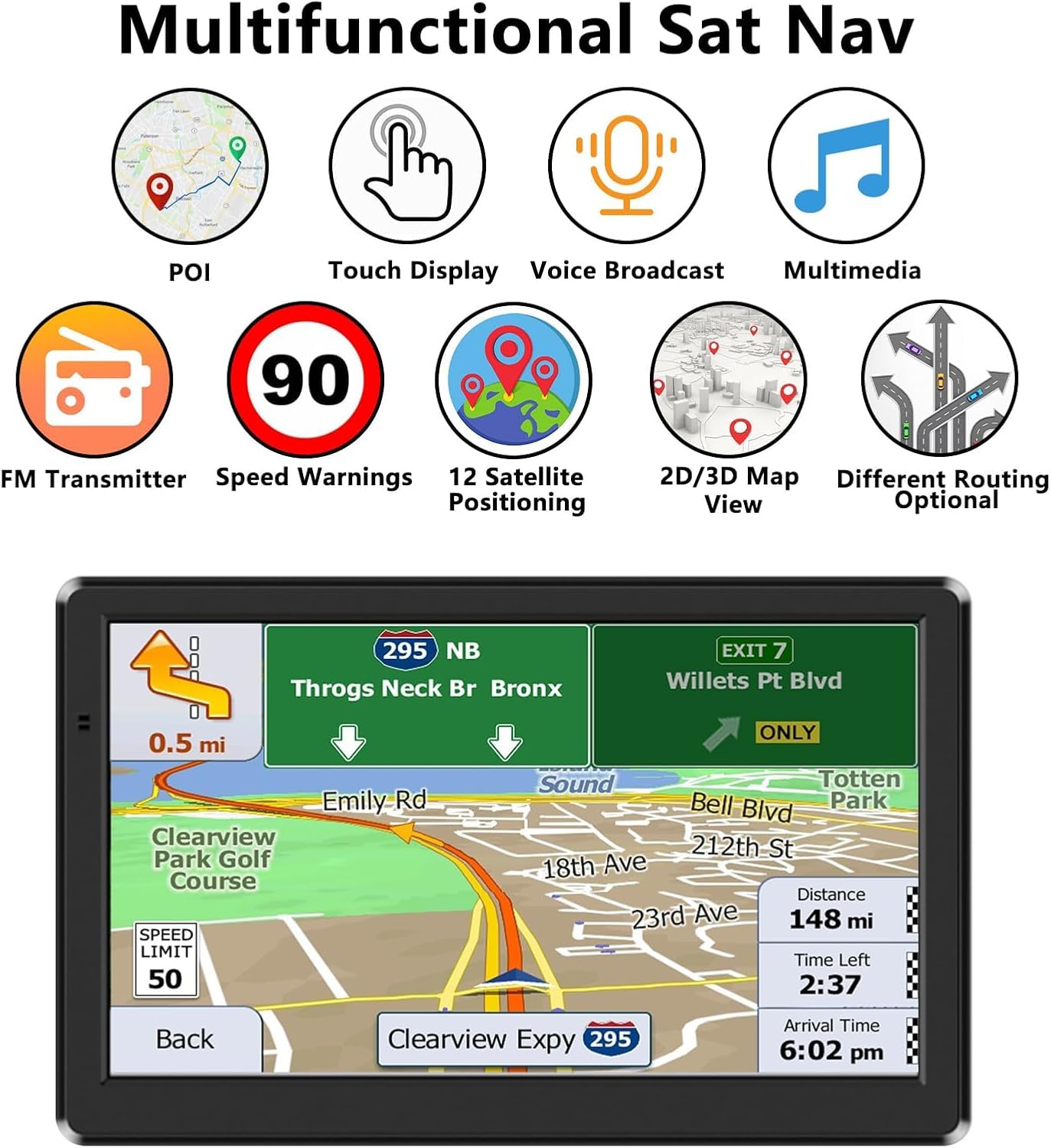 9 GPS Navigator, Auto Sat Nav Auto 9 Inch Truck GPS Commerciële Bestuurders 2025 Voor Europa UK Kaarten (in Europa