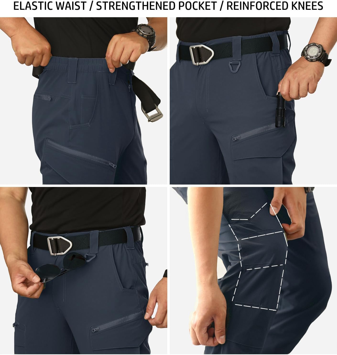 NAVEKULL Men's Lightweight Tactical Hiking Pants Quick Dry Stretch Multi-Pockets Outdoor Work Cargo Pants - Image 6
