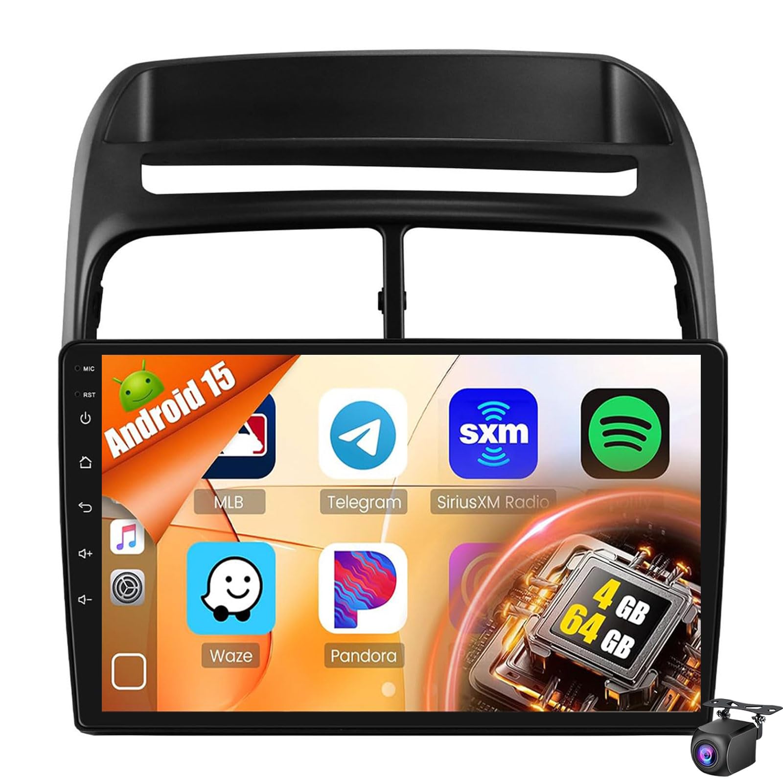 Uipob Android 15 Car Stereo For F-iat Linea 2007-2012 With Wireless Carplay Android Auto 9 Inch IPS Touch Screen Bluetooth Radio GPS Navigation Wifi EQ FM/RDS SWC AHD Backup Camera(Size:8Core 6+128G)