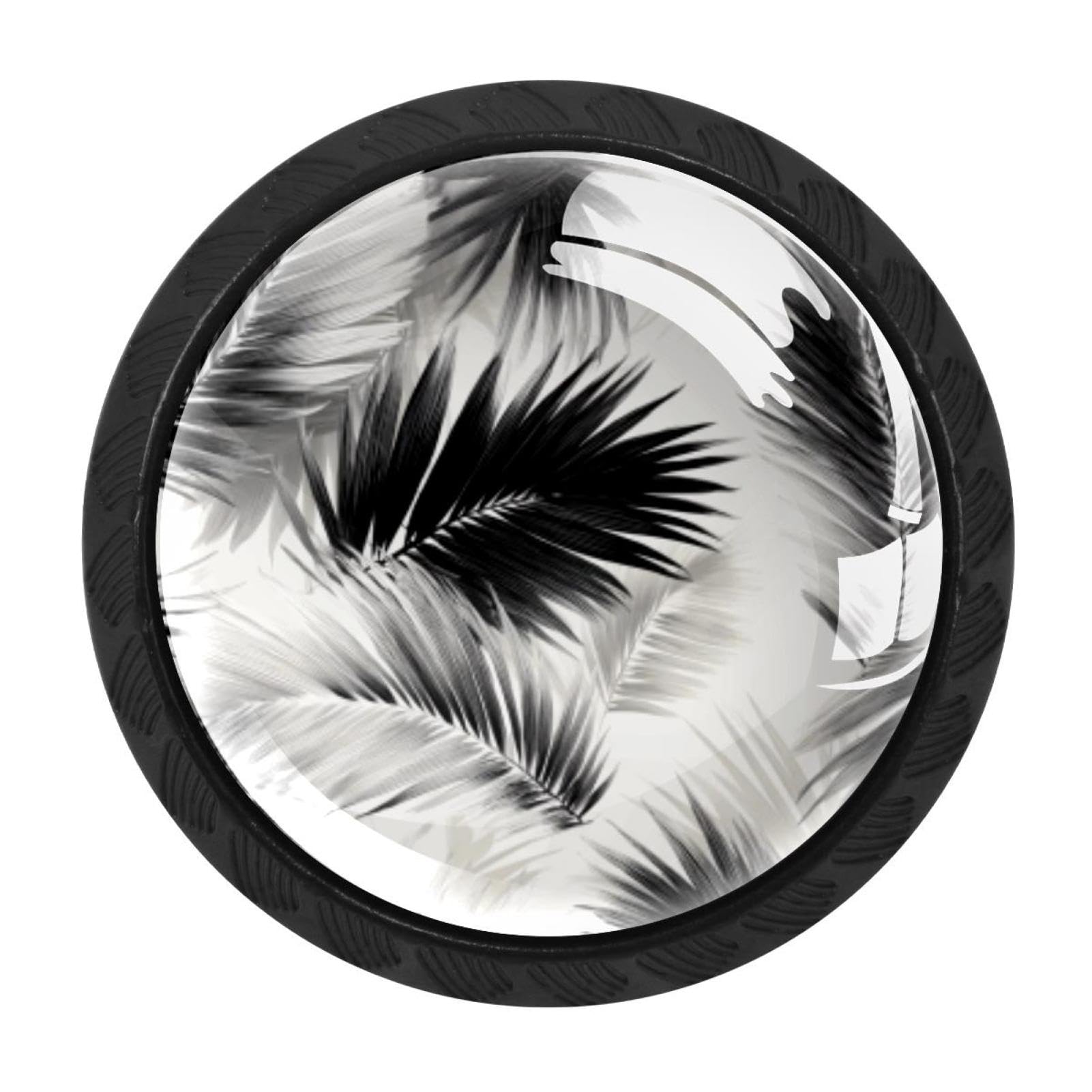 CHENZZZZ 4 Pack Black Abstract Boho Art (1) Cabinet Pulls with Screws, Kitchen Cabinet Knobs Hardware