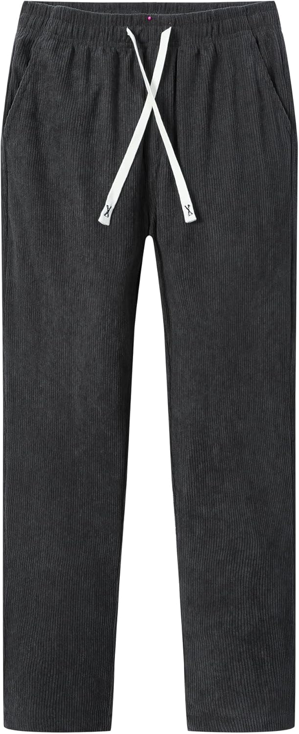 Boys Corduroy Pants Soft Sweatpants Elastic Waist Joggers Pants Casual Long Trousers