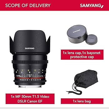 Samyang MF 50mm T1.5 VDSLR Manual Focus Cine Lens for Canon EF