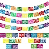 Plastic Mexican Party Banners-6 Packs 108 Ft Mexican Flag Decoration Fiesta Party -Papel Picado Mexicano para Fiesta - Plastic Papel Picado - Themed Party Decorations - Mexican Decor