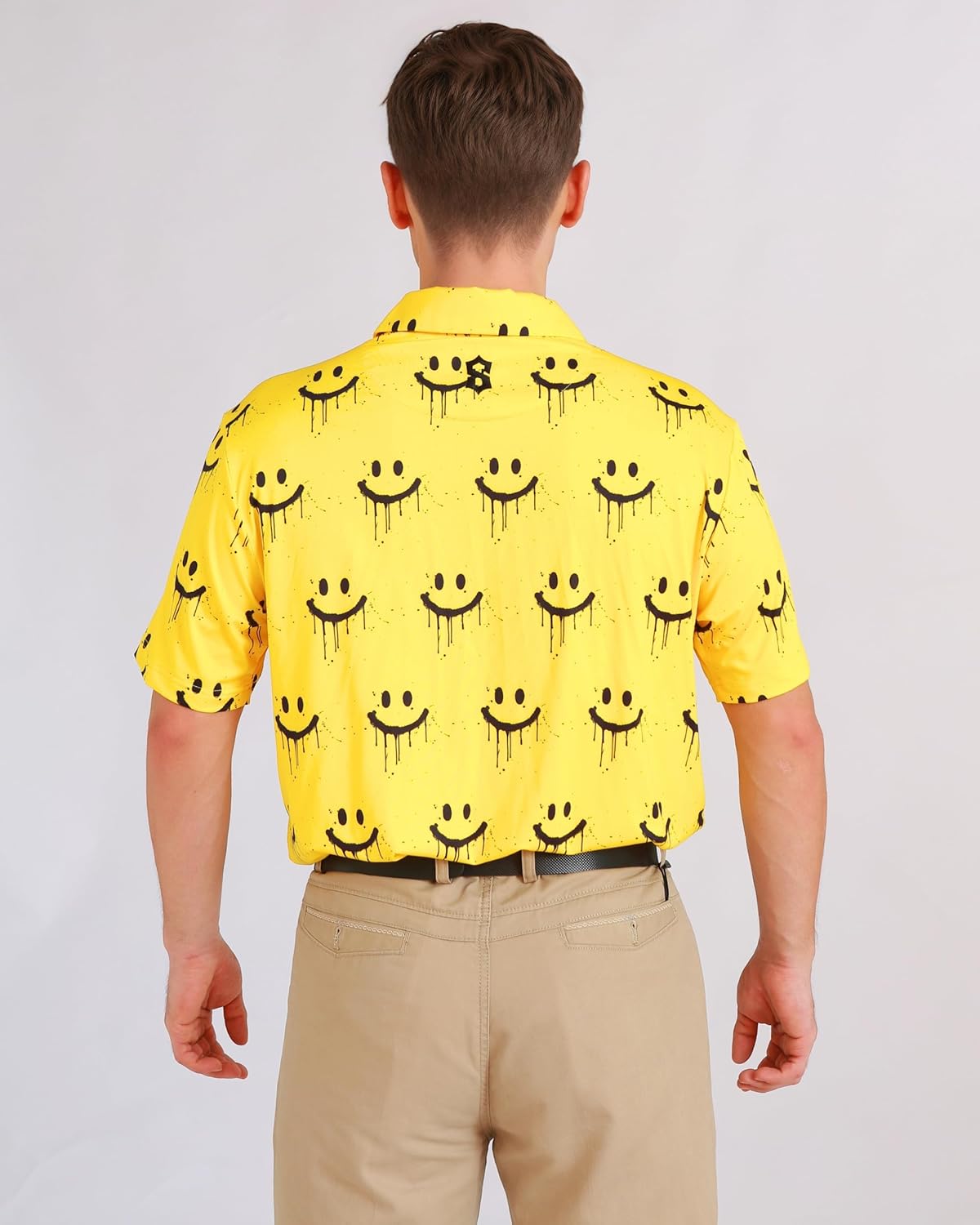 Fun Golf Shirts for Men- Men’s Performance Dry-Fit Golf Polo – UPF 50+ Sun Protection Funny Hawaiian Print Short Sleeve Shirt