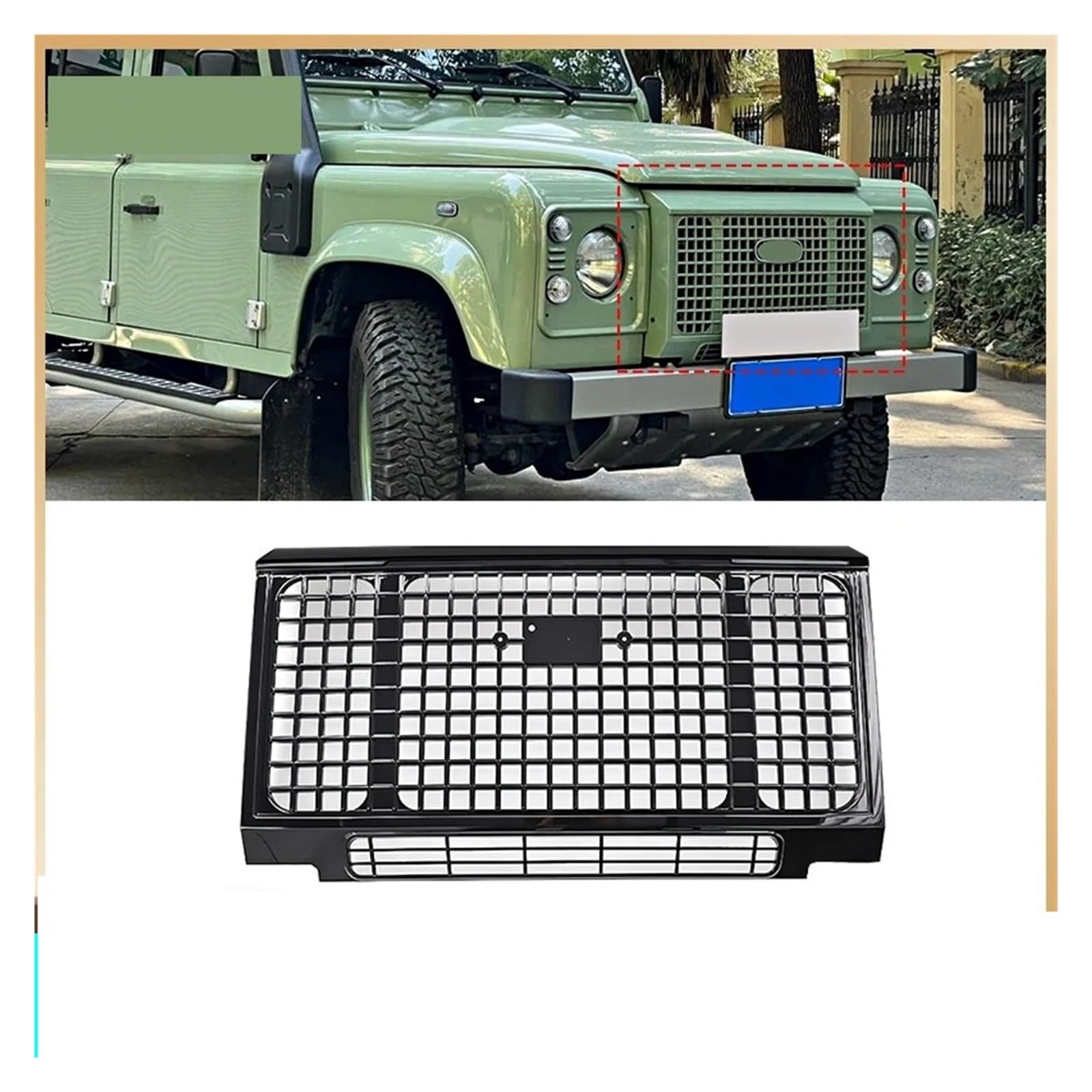 Griglia Anteriore Per Land Per Rover Per Defender 1998 1999 2000 2001 2002-2019 Paraurti Anteriore Griglia Gloss Nero Accessori Auto Griglie anteriori e per radiatori auto(A)