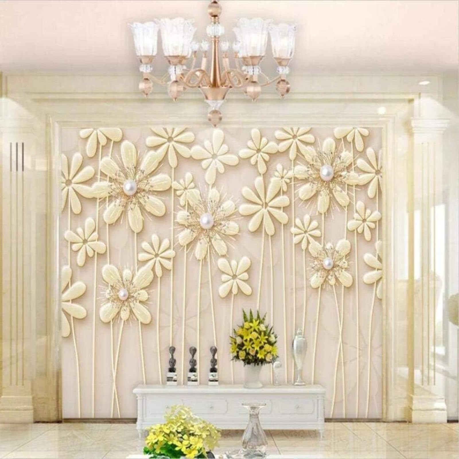 Papel pintado 3D para tapar imperfecciones de la pared con relieve de flores XLMING