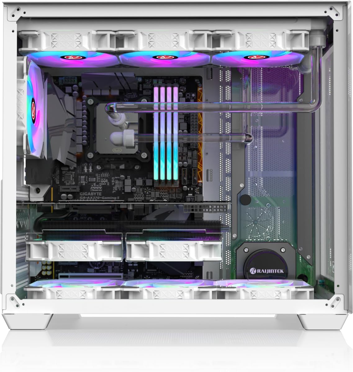 RAIJINTEK Paean C7 White TG4, ATX PC Case, Dual Chamber Design, Tempered Glass Side Panel, Front I/O USB Type-C Port, Magnetic Design Dust Filter, Pre-Installed 4x120mm Fan(0R20B00235)