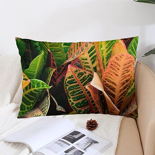 Miniatura 5 de MaSiledy Funda de almohada de hojas tropicales de 12 x 20 pulgadas, decorativas de verano con hojas verdes, decorativas, diseño de cremallera