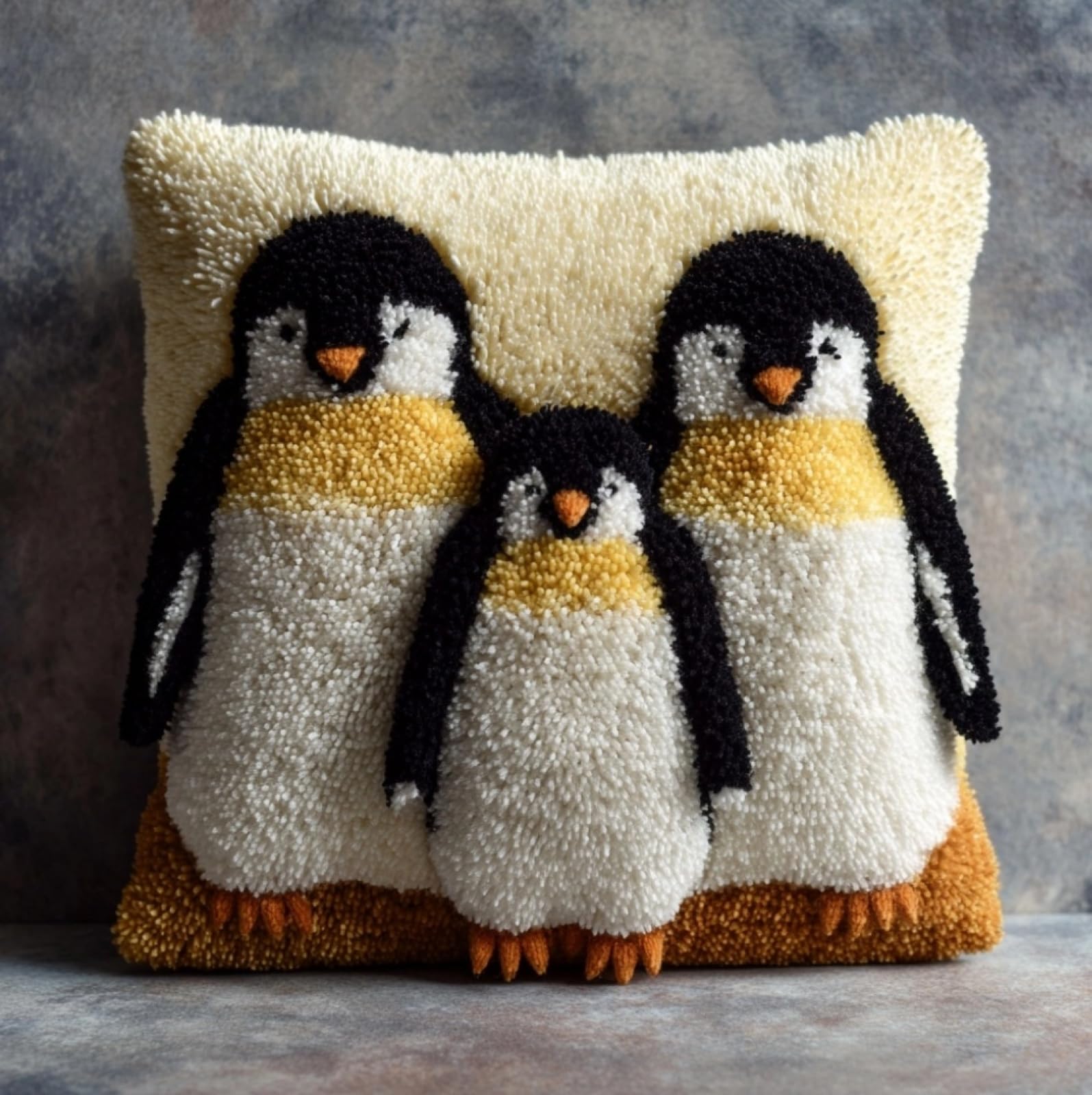 WallustrioaW DIY Latch Hook Pillow Kit,Penguin