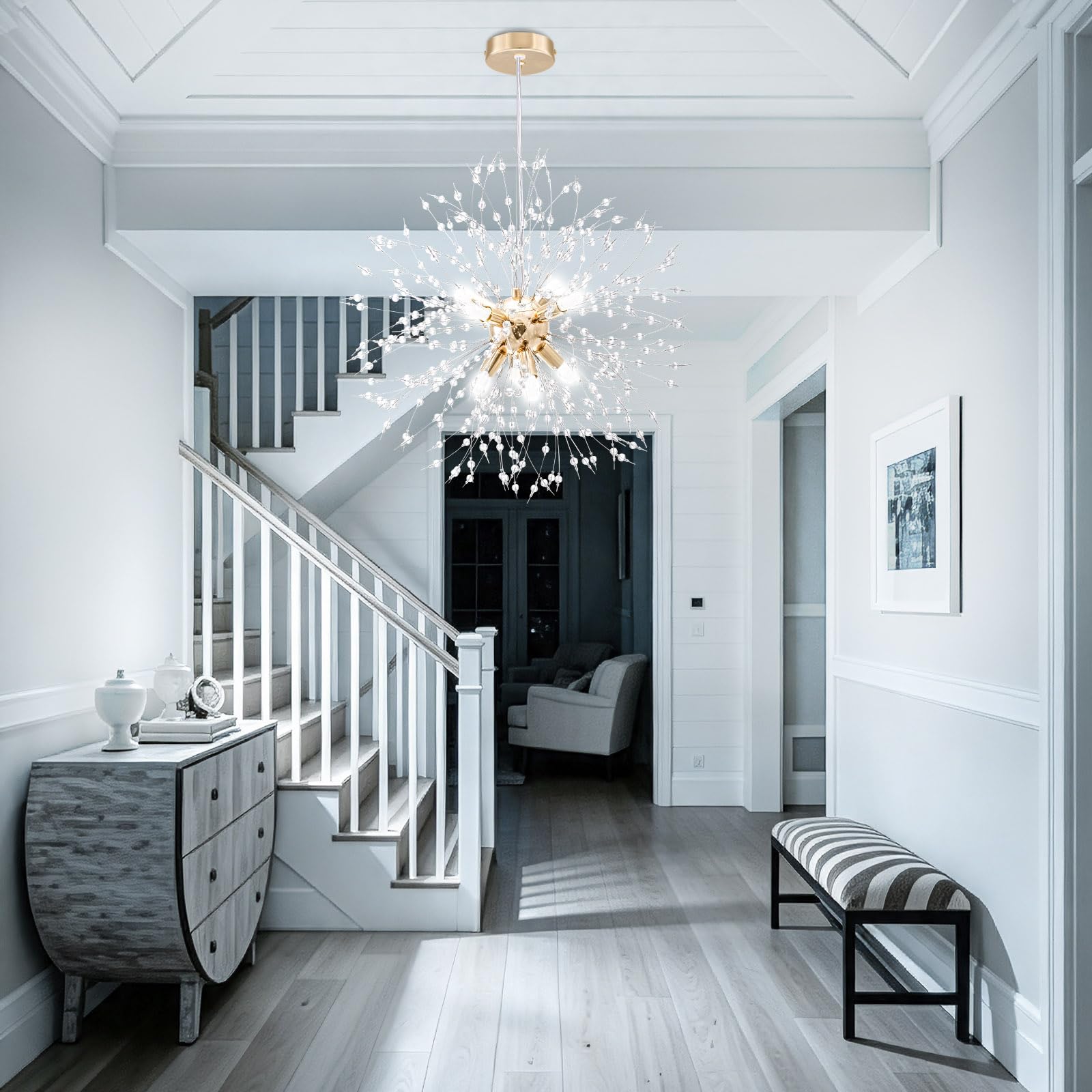 KAWELL Luxe Cristal Plafonnier Moderne Lustre en Cristal