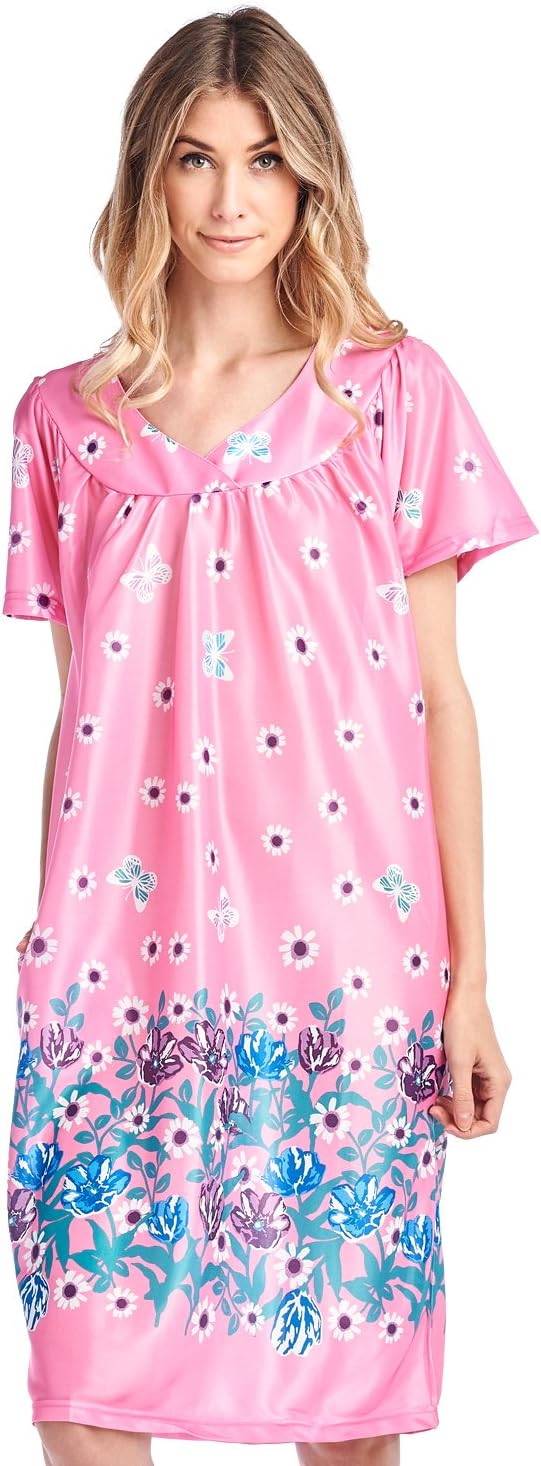 Casual NightsWomen's Short Sleeve Muumuu Lounger Dress
