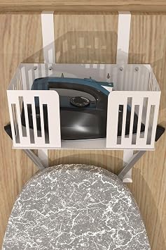 Risingmaber White Behind the Door Iron and Ironing Board Holder, Organizer, Ironing and Ironing Board Hanger MT110B
