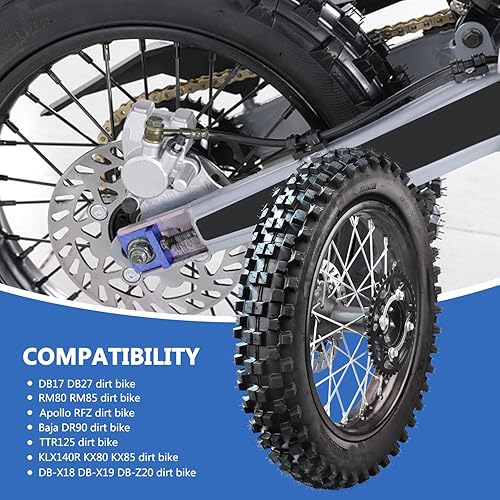 Miniatura 2 de 3.00-14 90100-14 rueda trasera y 2.75x17 70100-17 rueda delantera con rodamiento de 0.591 in para 110cc 125cc 140cc 150cc 160cc TTR125 RM80 RM85