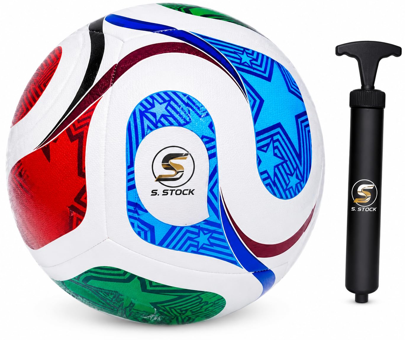 S.Stock PVC Hand Stitch Mundial de Clubes FEEFA 25 Training Football, Soccer, White Red&Blue-image-22