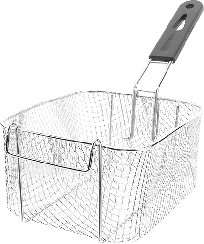 BESTonZON Cesta mediana de acero inoxidable para freír con chispas francesas, para servir alimentos, con asa, apta para ollas de hasta 56 L