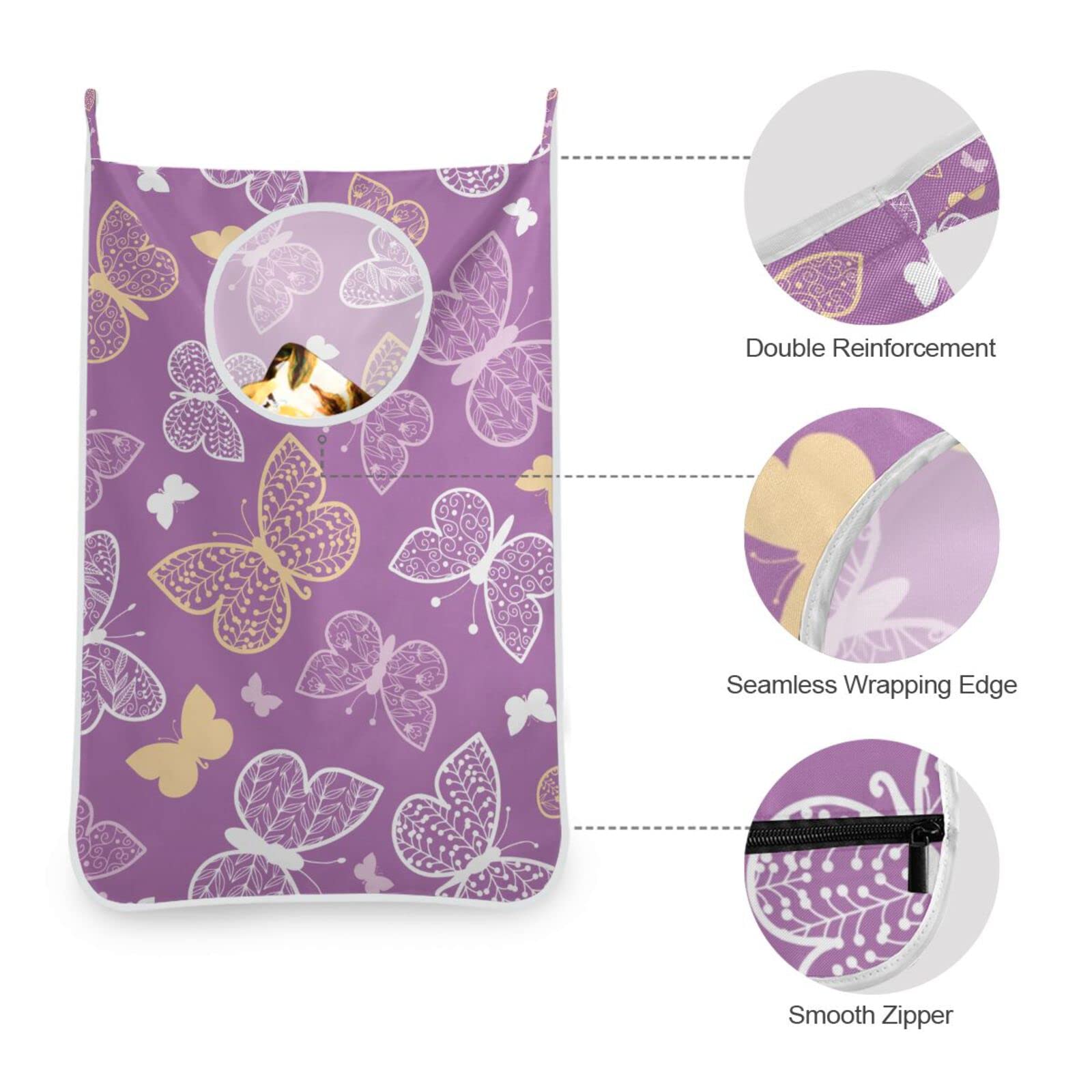 Cesto Portabiancheria Appendibile Alla Porta Con Motivo Animali Selvaggi – Set Da 2, In Tessuto Oxford, Con Ganci In Acciaio Inox E Adesivi, Capacità 50x75 Cm
