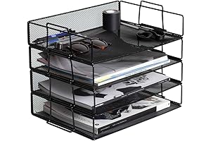 4 Tier Stackable Heavy Duty Metal Desk Organizer Document Tray