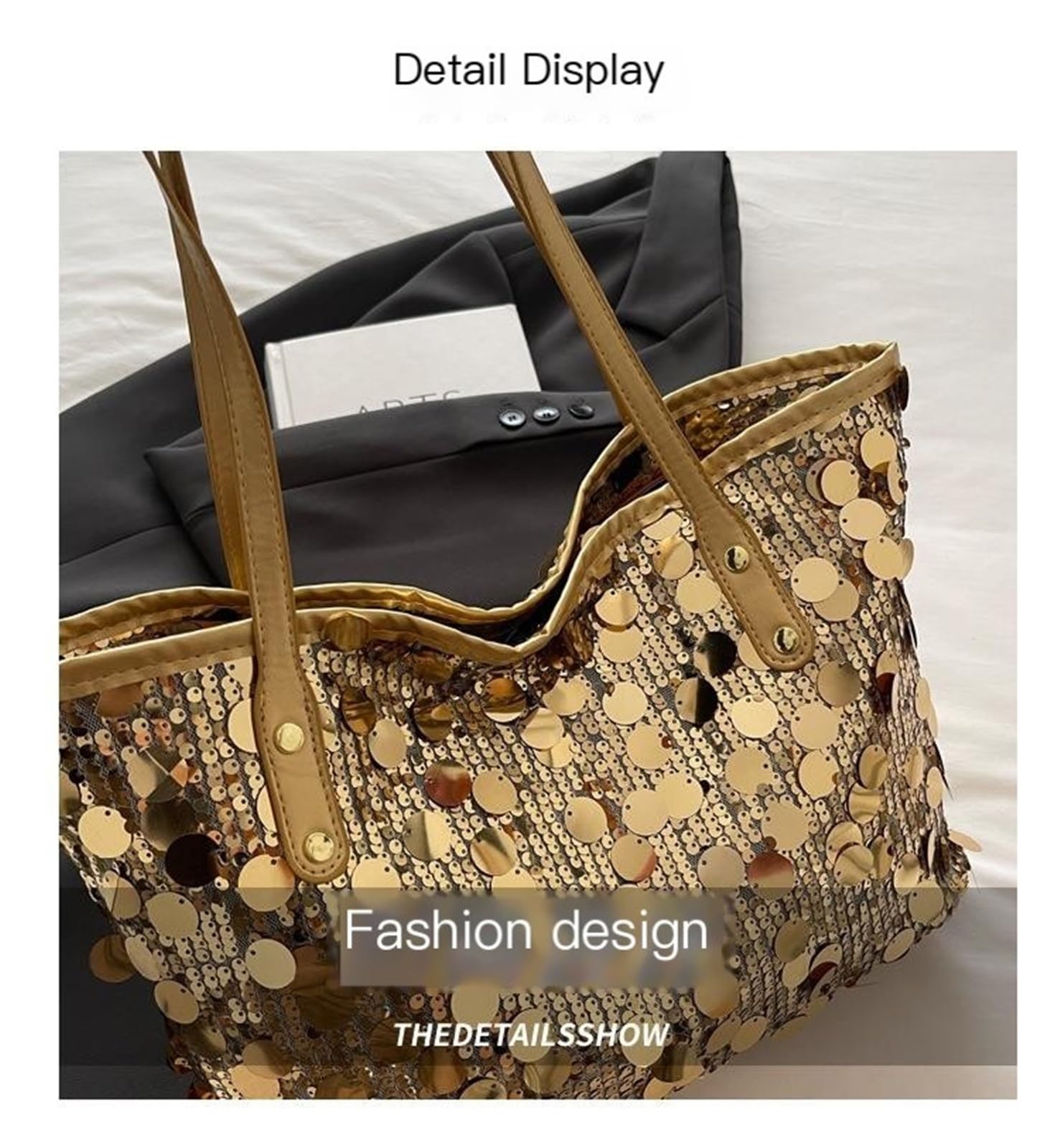 Bolso Tote con Lentejuelas for Mujer, Bolso de Hombro