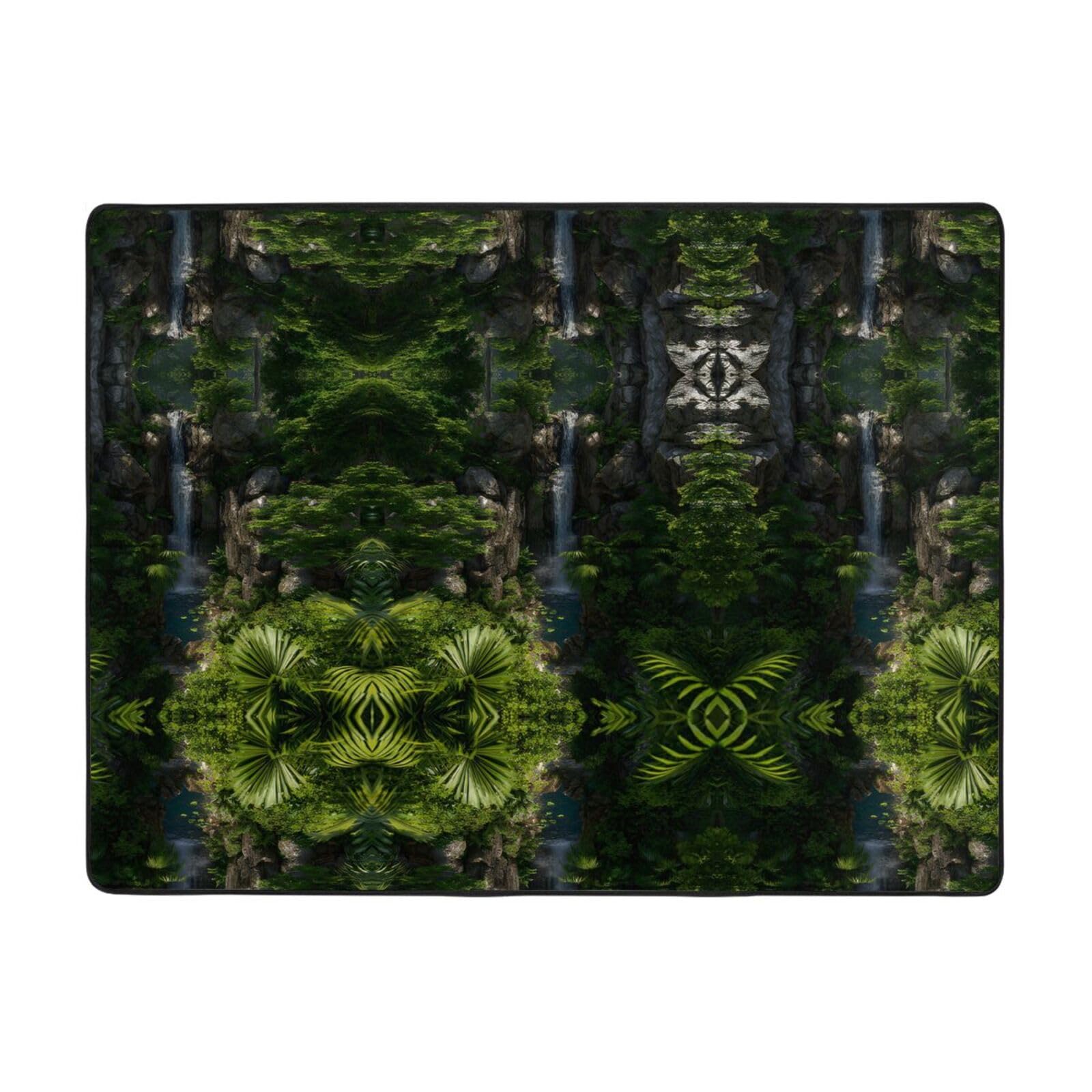 Tapis de sol en flanelle ultra absorbant et durable motif cascade exotique pour intérieur