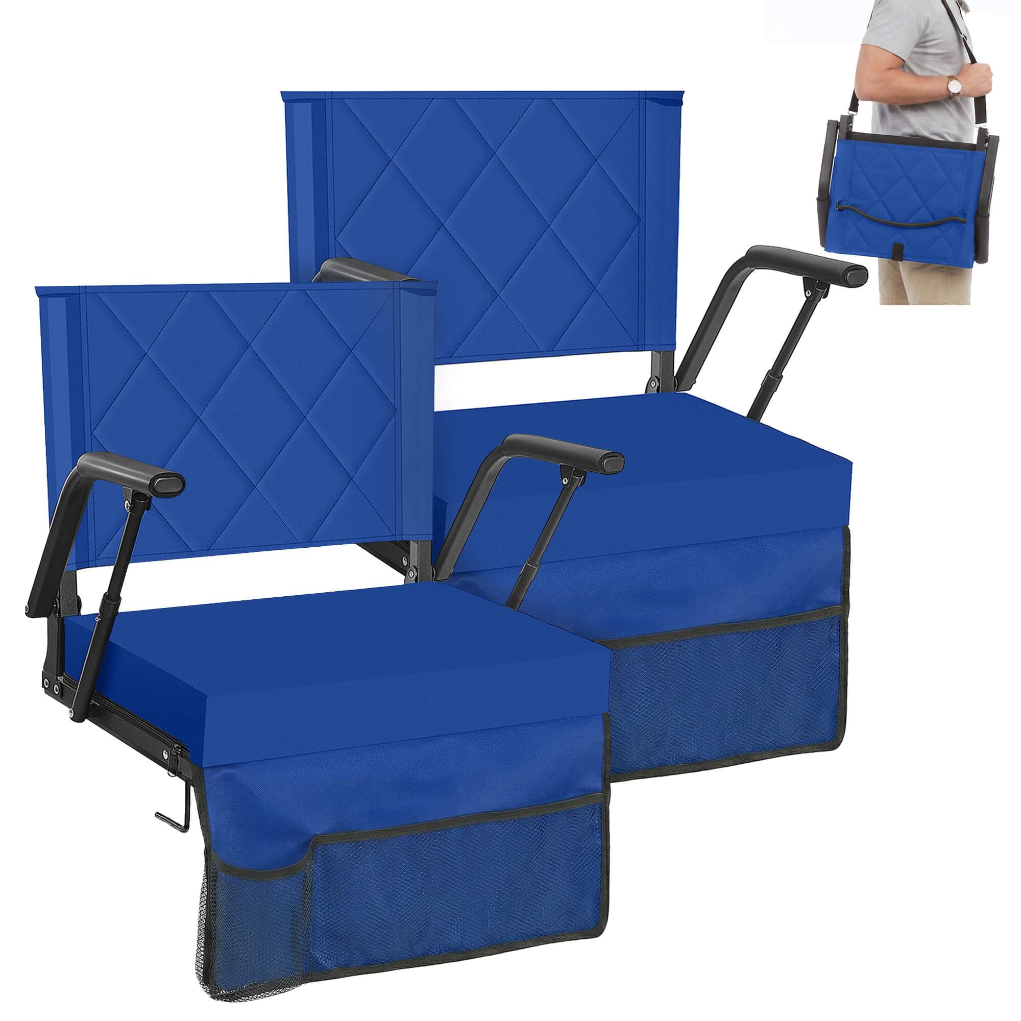 Sheenive Portable Bleacher Seat, Folding Stadium Seats with Back Support